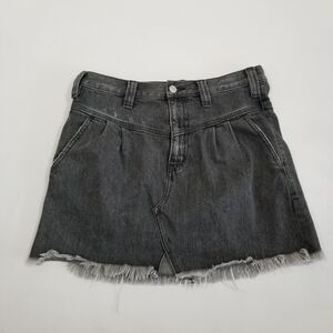 We the Free People Side Car Denim Skirt Fray Hem Size 28